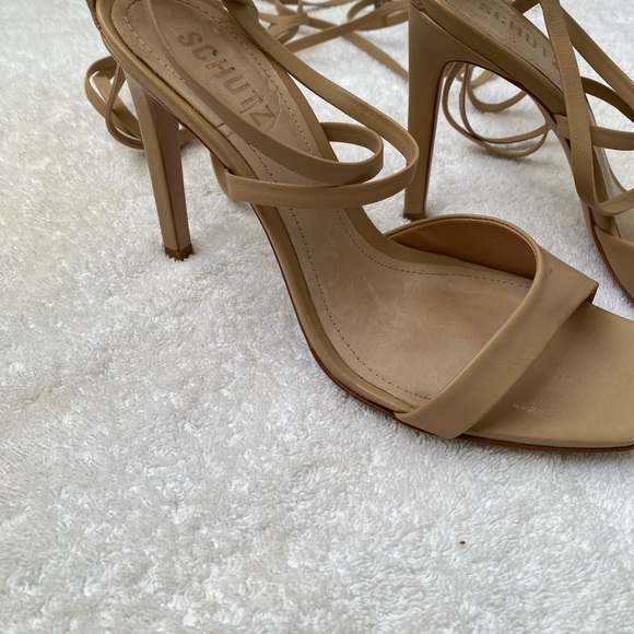SCHUTZ Beige Strappy Heels Size 9B - Picture 3 of 11